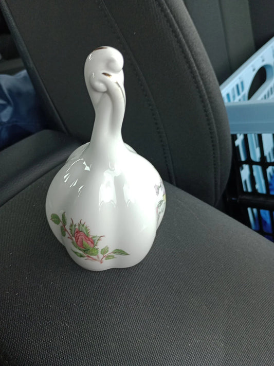 Aynsley Wild Tudor decorative bell white porcelain with floral design and curved handle