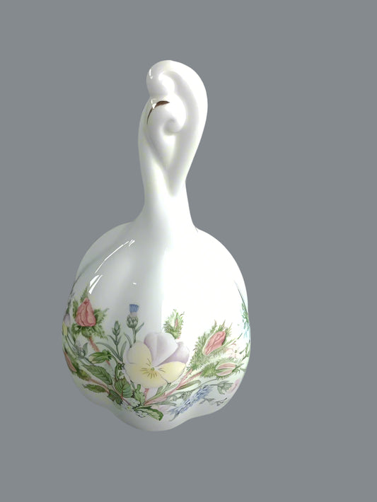 Aynsley Wild Tudor decorative bell porcelain collectible with floral design and curved handle