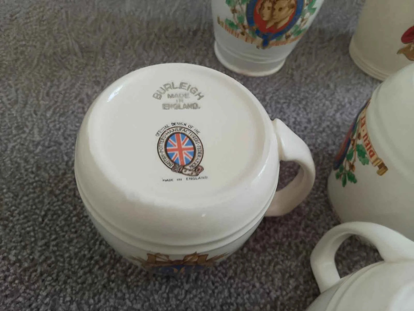 King George VI And Queen Elizabeth Coronation 1937 2 Beakers And 5 Mugs Cups - Helsby Vintage