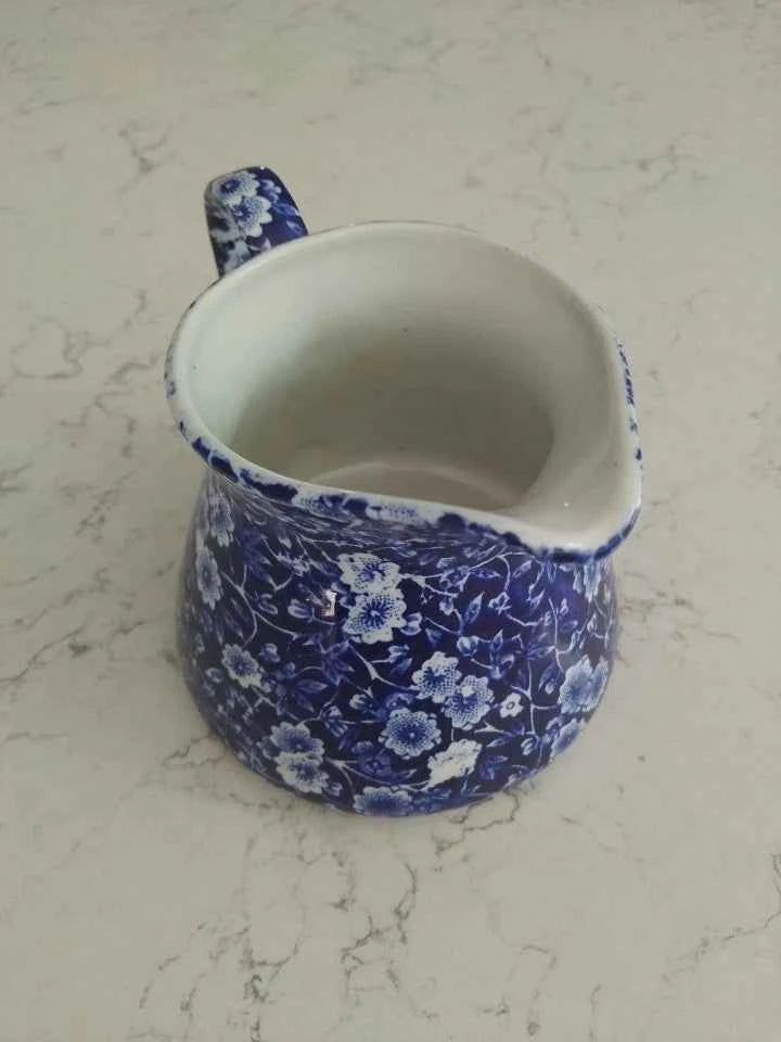 Burleigh Blue Calico Vintage Ceramic Creamer Jug - Helsby Vintage
