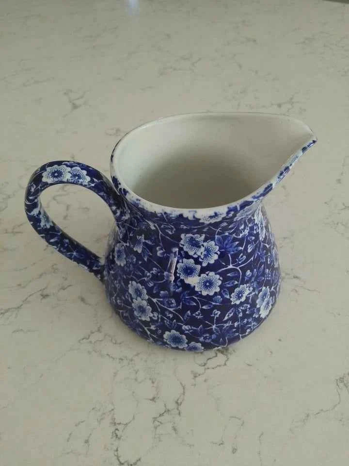 Burleigh Blue Calico Vintage Ceramic Creamer Jug - Helsby Vintage