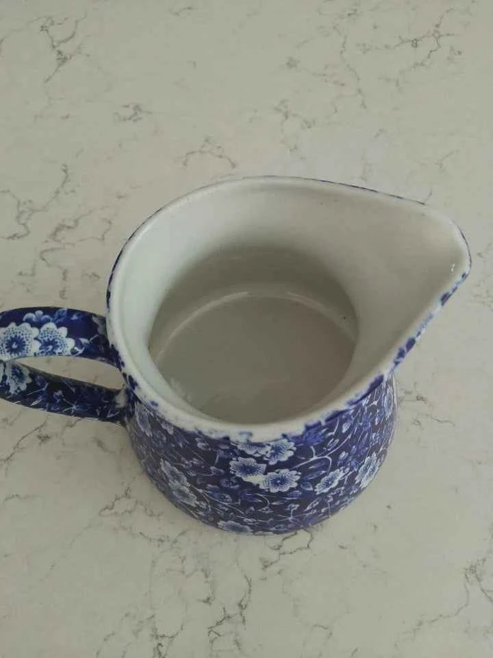 Burleigh Blue Calico Vintage Ceramic Creamer Jug - Helsby Vintage