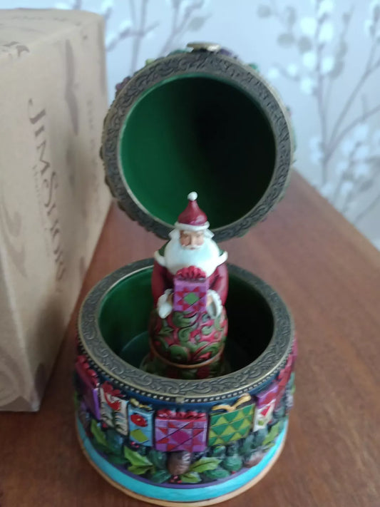 Jim Shore Heartwood Creek Believe In The Magic Of Christmas hinged Tree collectible with Santa figure inside decorative box