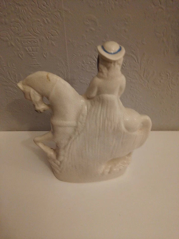 Antique Staffordshire Flatback Lady On Horse With Dog Good Condition - Helsby Vintage