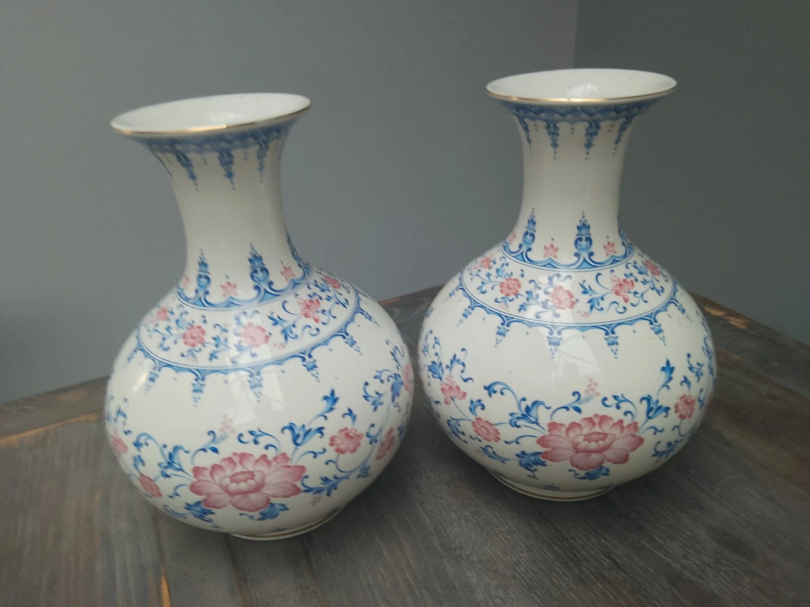 Pair Of Francesco Guarino Large Globe Vases FG Stamp Italian Rare 12" Vintage - Helsby Vintage