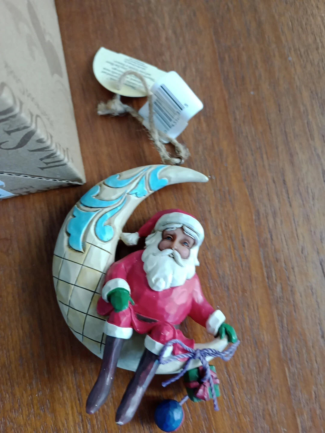 Jim Shore Heartwood Creek Santa on Crescent Moon Hanging Figurine 4047786 - Helsby Vintage