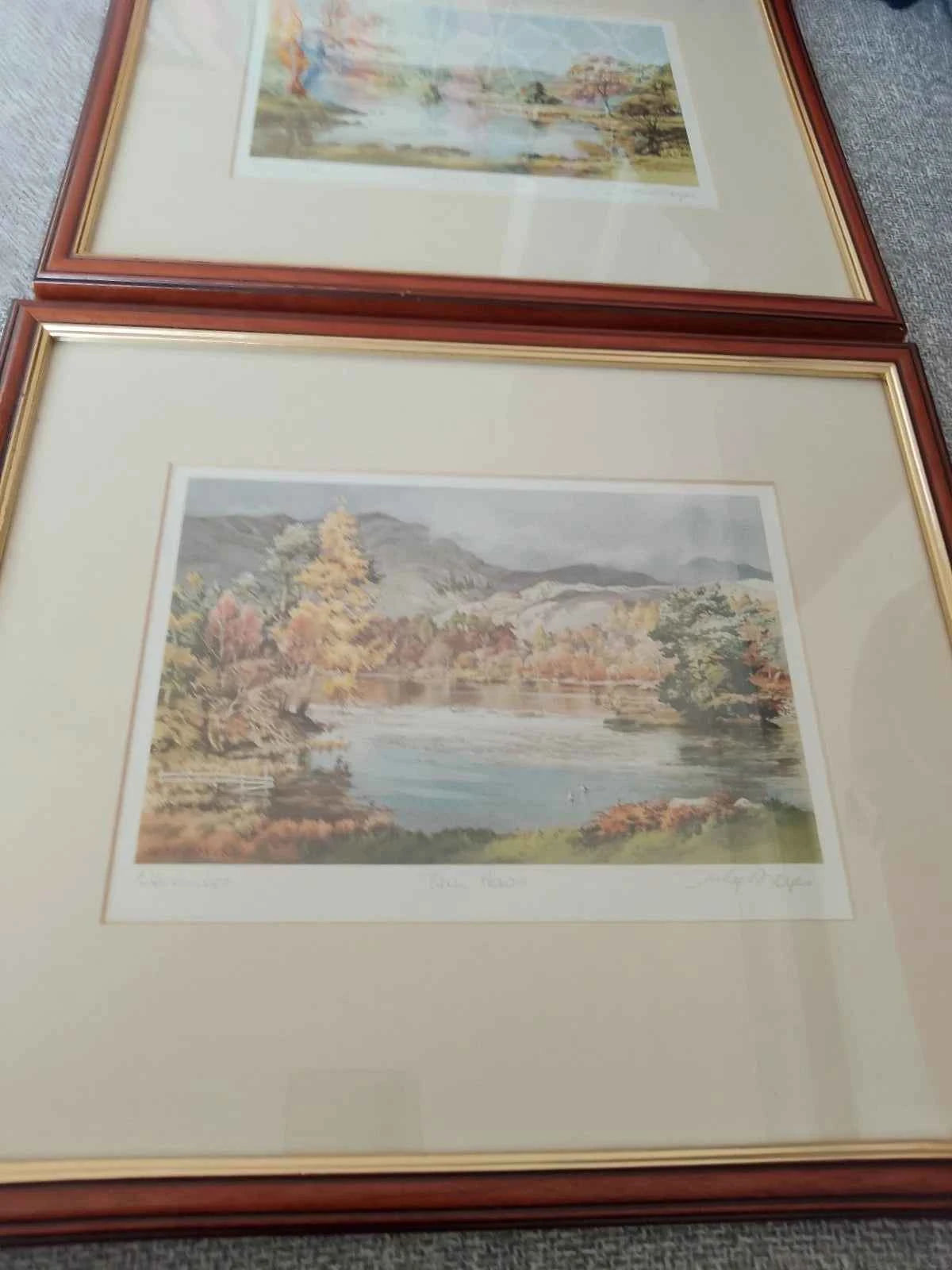 Judy Boyes Pair Signed Prints Rydal Water And Tarn Hows Lake District - Helsby Vintage