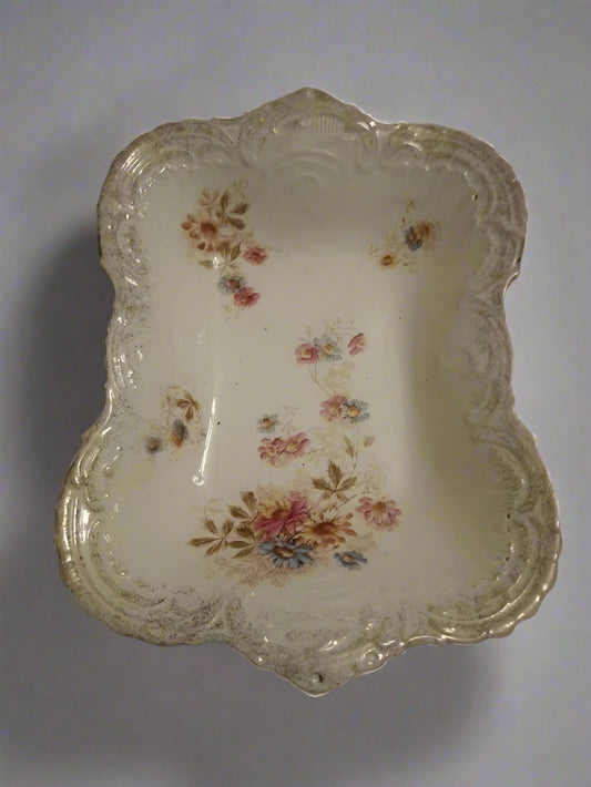 Ludwig Wessel Imperial floral serving dish with ornate gold trimmed edges and delicate floral patterns