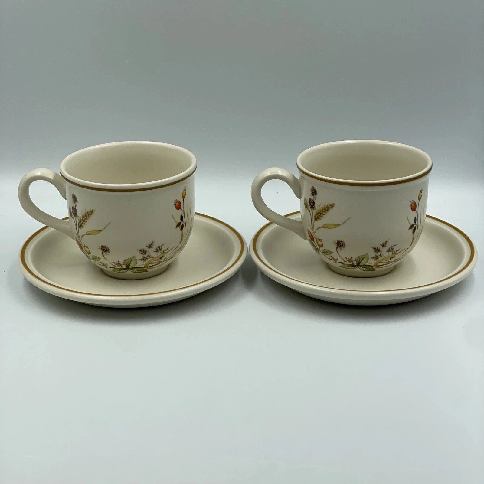 Set Of 6 Marks And Spencer St Michael Harvest Cups And Saucers Vintage - Helsby Vintage