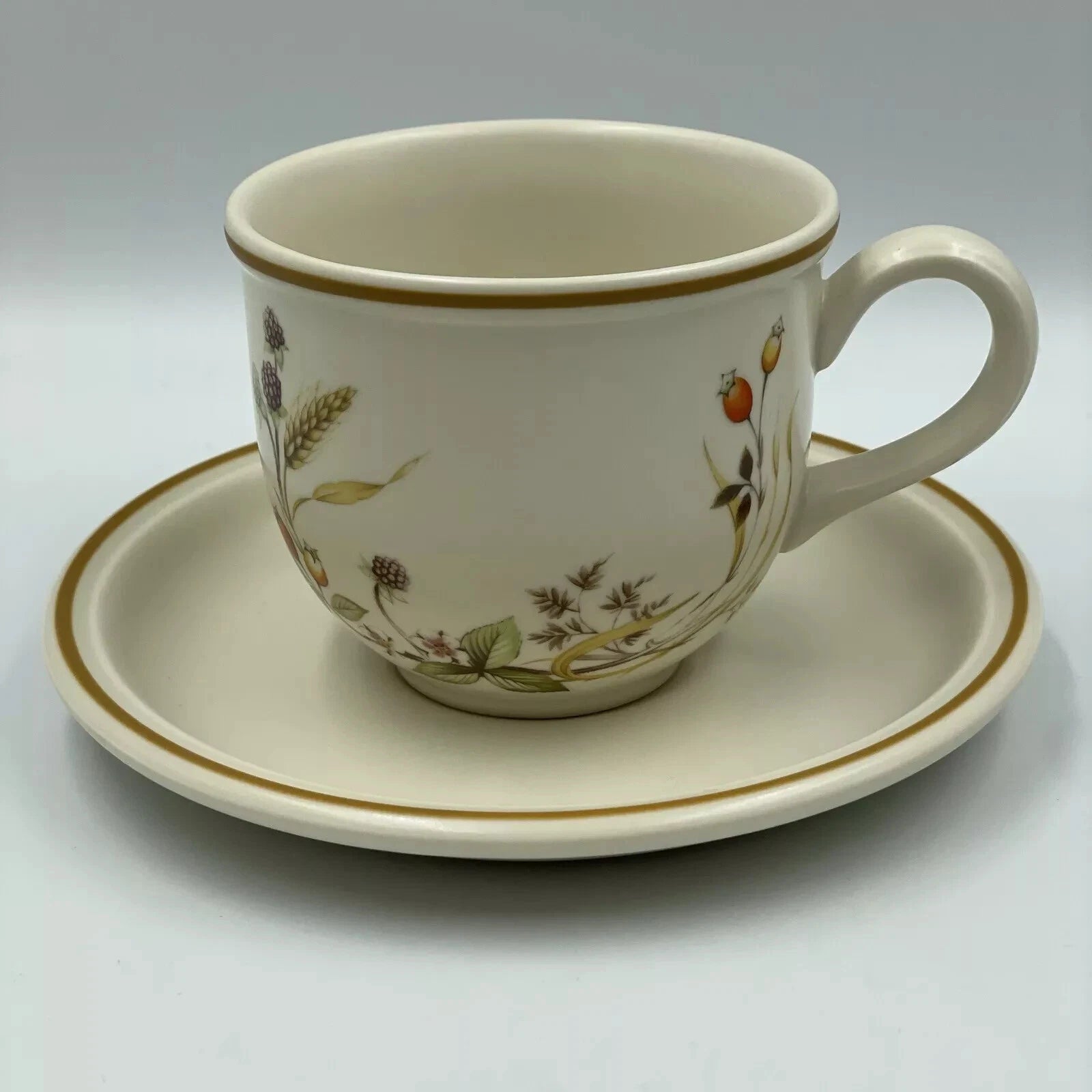 Set Of 6 Marks And Spencer St Michael Harvest Cups And Saucers Vintage - Helsby Vintage