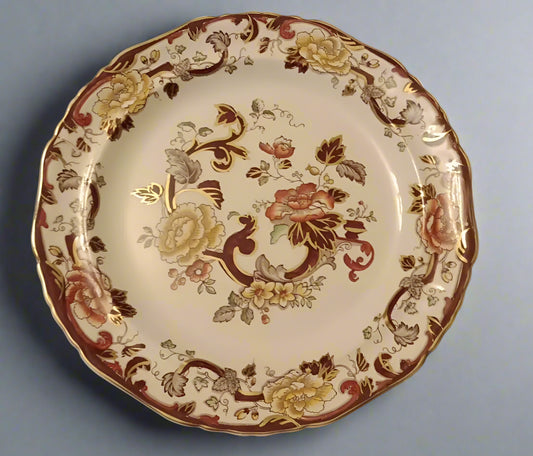 Masons Brown Velvet charger plate with intricate floral design and gold detailing vintage collectable