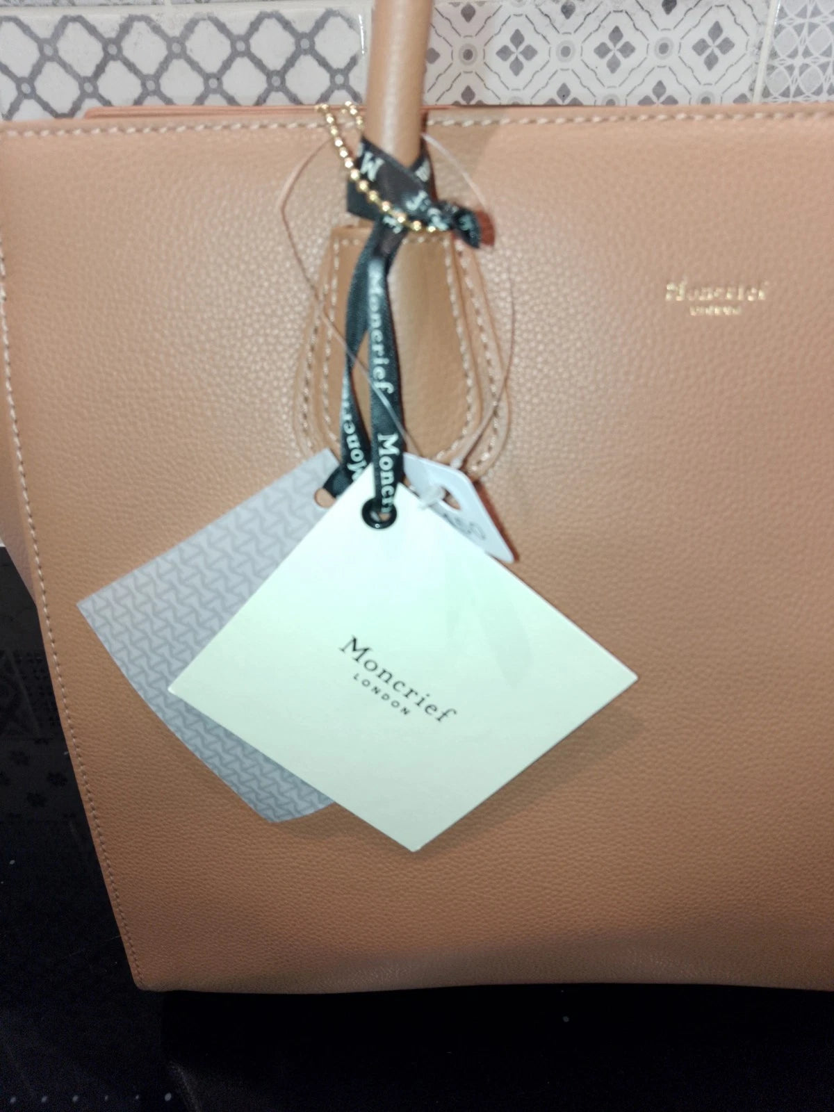 New Moncrief Brooke Latte Italian Leather Medium Handbag RRP £800 - Helsby Vintage