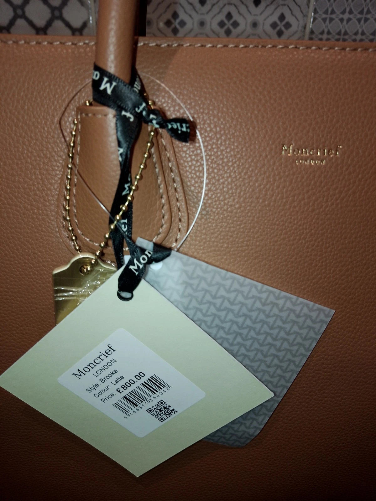 New Moncrief Brooke Latte Italian Leather Medium Handbag RRP £800 - Helsby Vintage