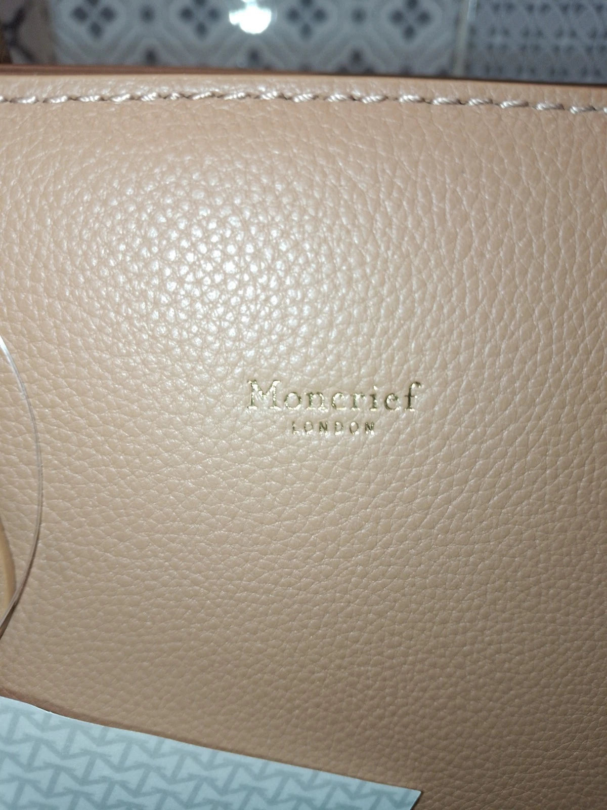 New Moncrief Brooke Latte Italian Leather Medium Handbag RRP £800 - Helsby Vintage