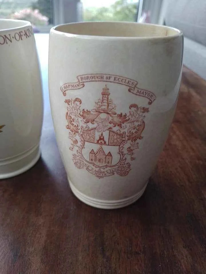 King George VI And Queen Elizabeth Coronation 1937 2 Beakers And 5 Mugs Cups - Helsby Vintage