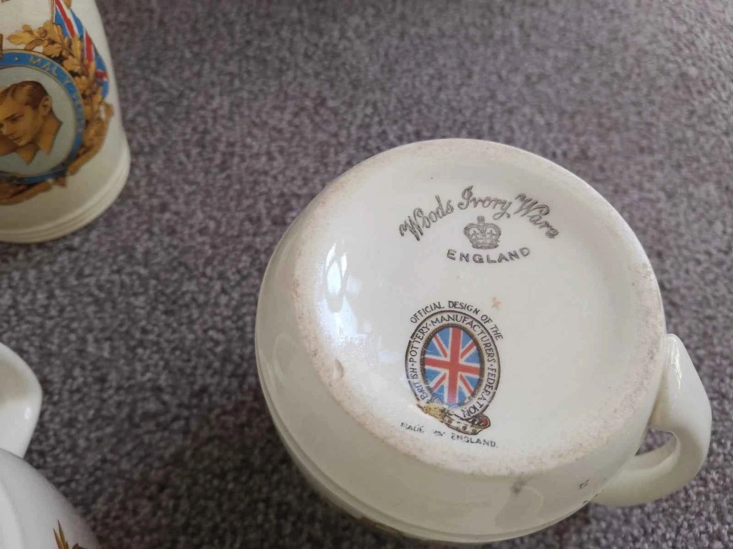 King George VI And Queen Elizabeth Coronation 1937 2 Beakers And 5 Mugs Cups - Helsby Vintage