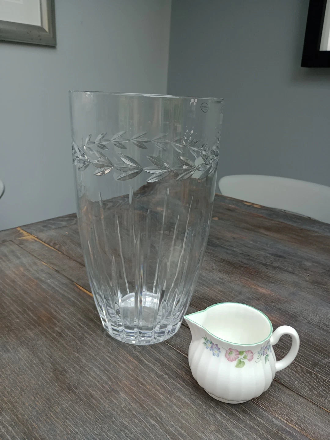 Portmeirion Botanic Garden Large Clear Glass Vase 12" 30cm Tall By 7" Rare - Helsby Vintage