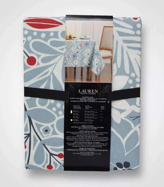 Ralph Lauren Tablecloth Blue Floral Print 60" x 84" NEW - Helsby Vintage
