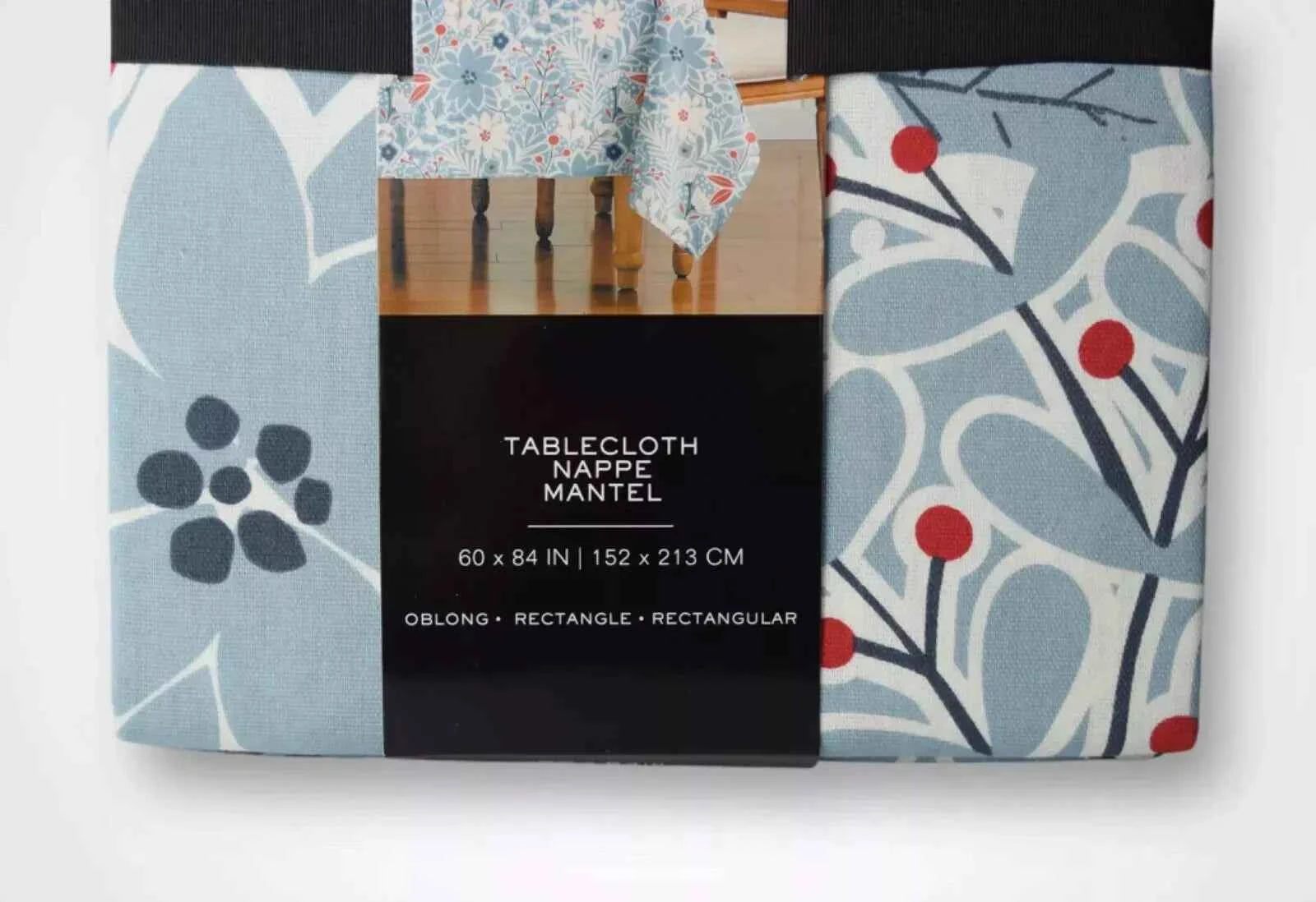 Ralph Lauren Tablecloth Blue Floral Print 60" x 84" NEW - Helsby Vintage