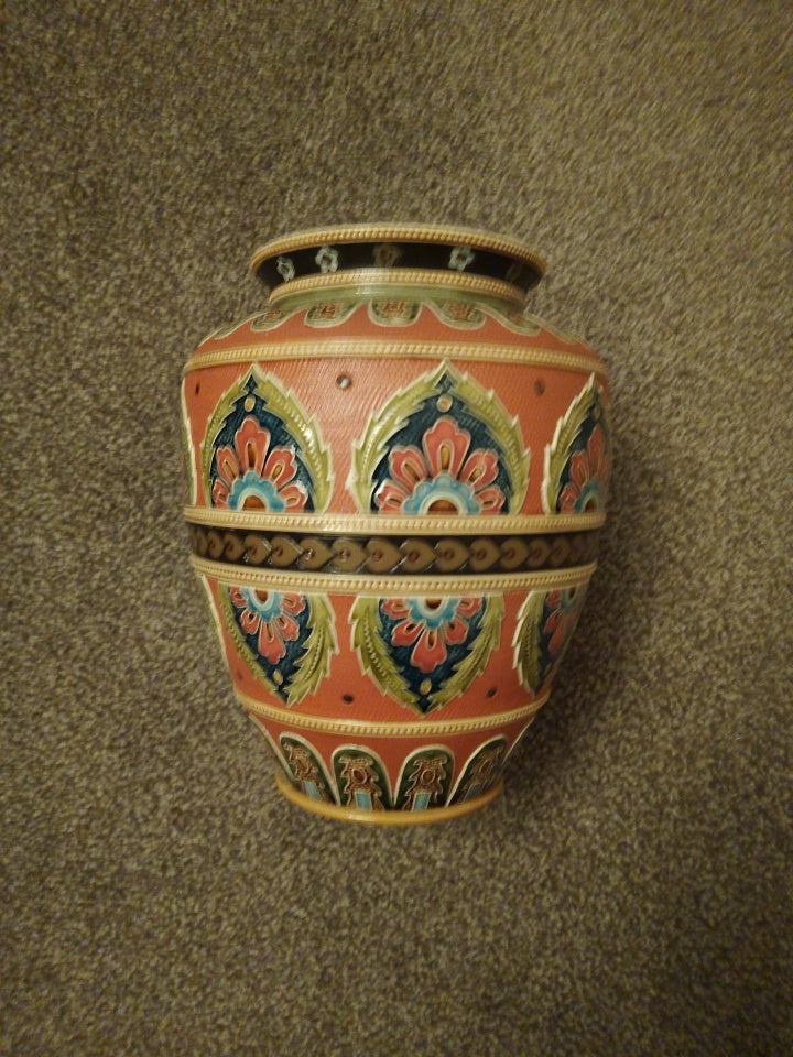 Mettlach Stoneware Vase 1596 Very Rare Excellent Condition 20cm Tall Late 19thC - Helsby Vintage