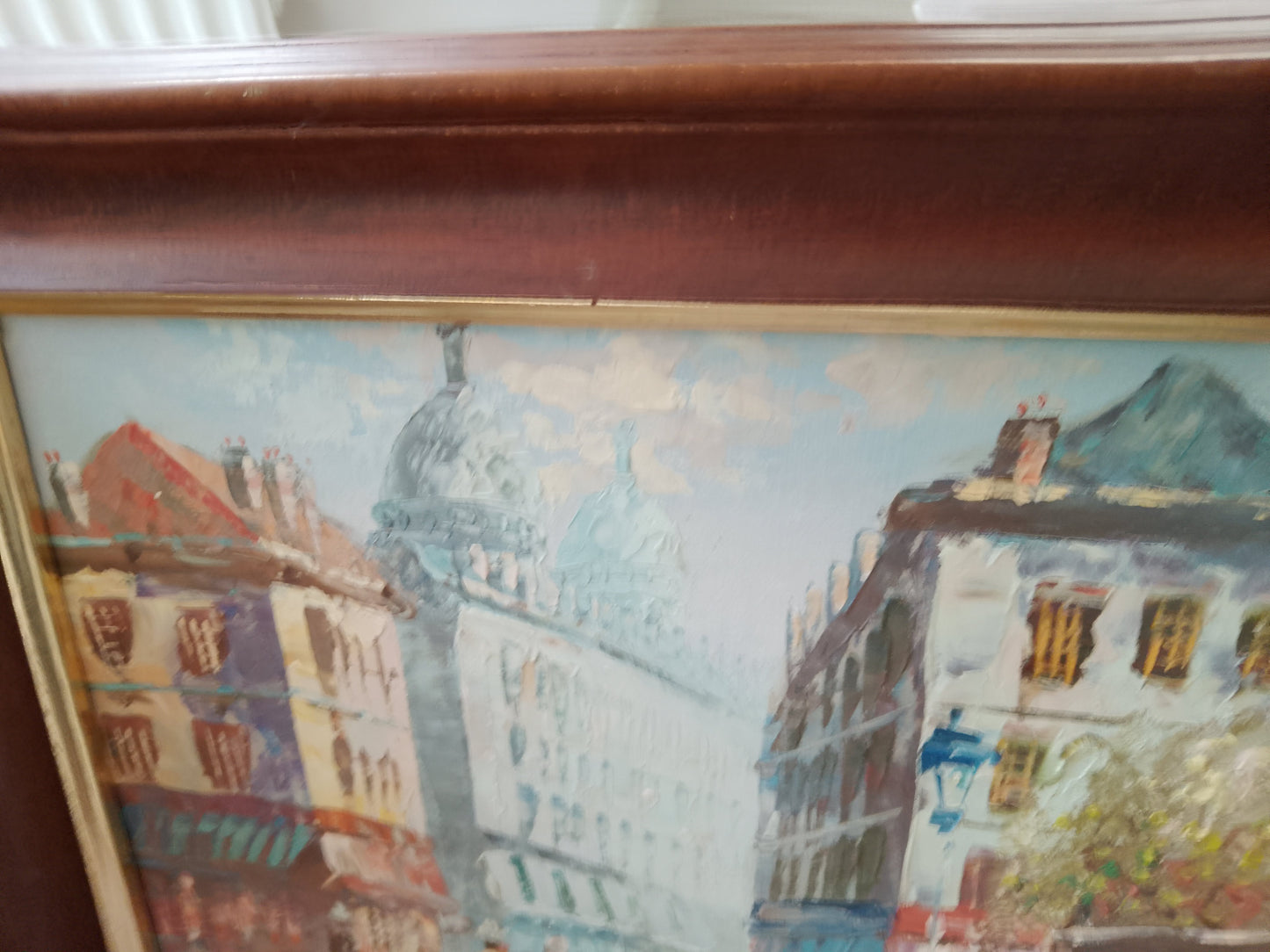 Caroline Burnett Oil Painting Paris Parisian Street Scene 32cm x 27cm Framed - Helsby Vintage