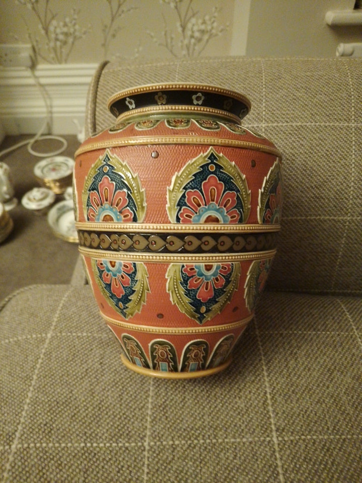 Mettlach Stoneware Vase 1596 Very Rare Excellent Condition 20cm Tall Late 19thC - Helsby Vintage