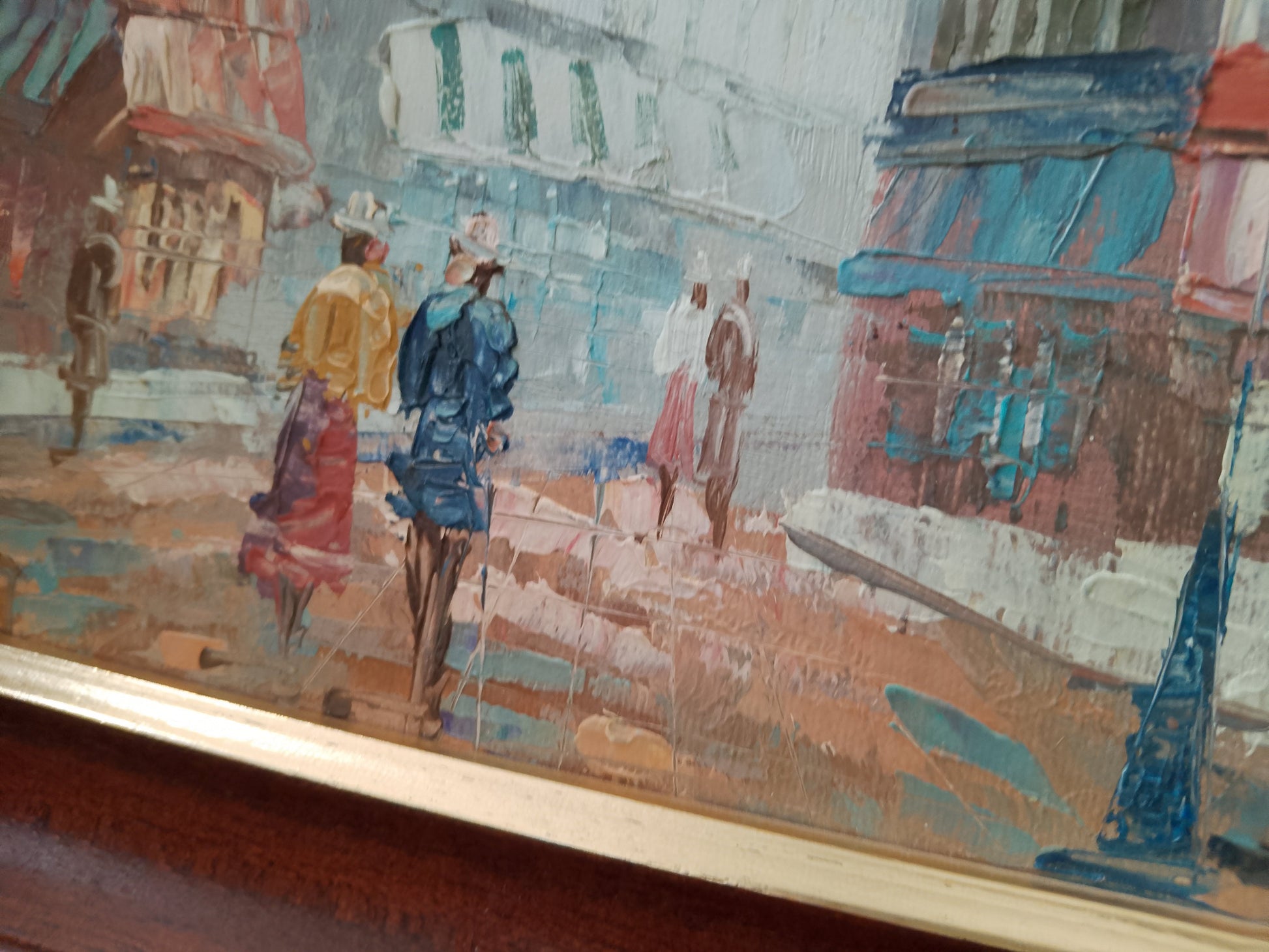 Caroline Burnett Oil Painting Paris Parisian Street Scene 32cm x 27cm Framed - Helsby Vintage