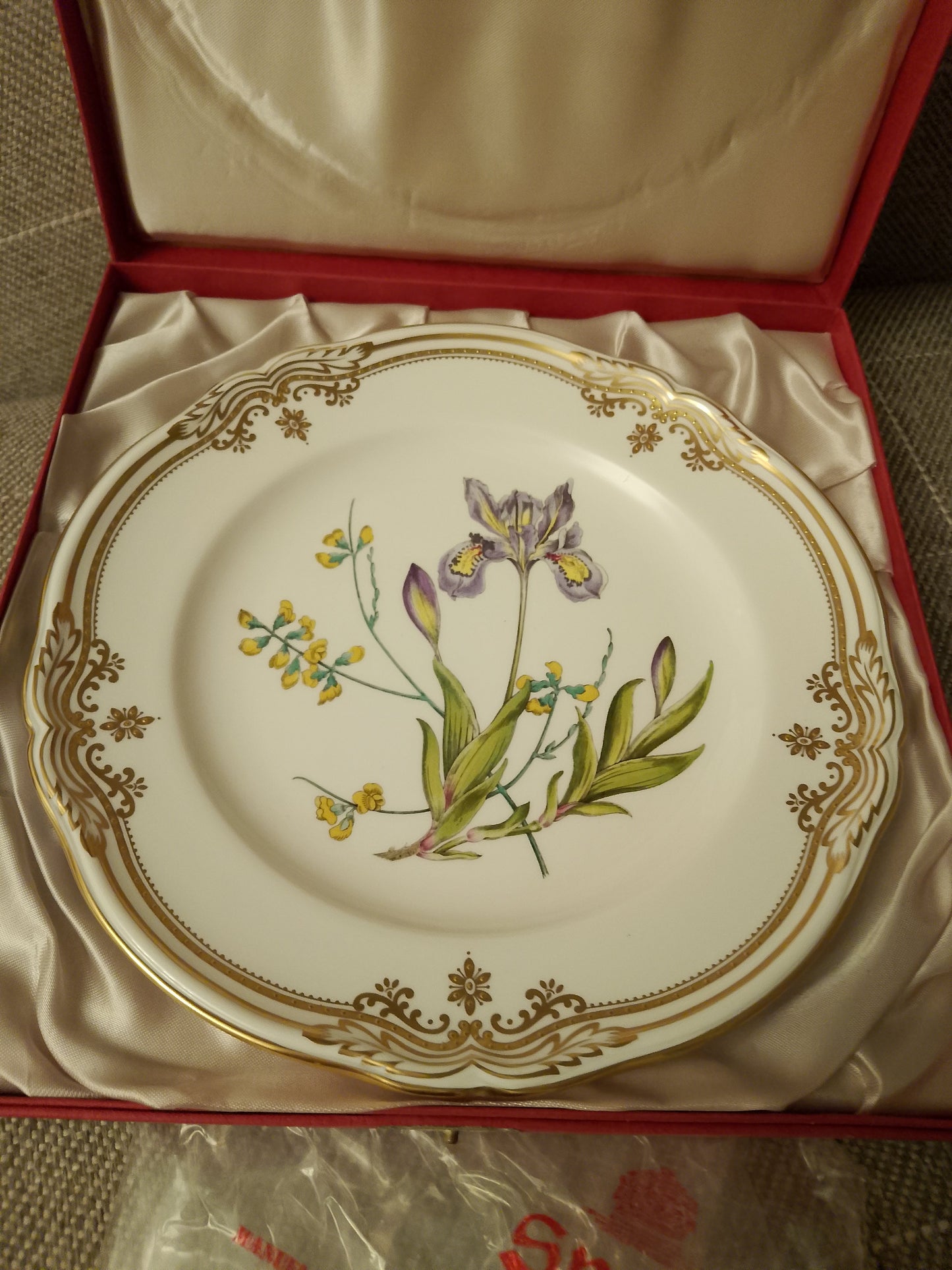 Spode Iris Sphaerolobium Stafford Flowers No 1 Plate 9.25" 23.5cm  Original Box - Helsby Vintage