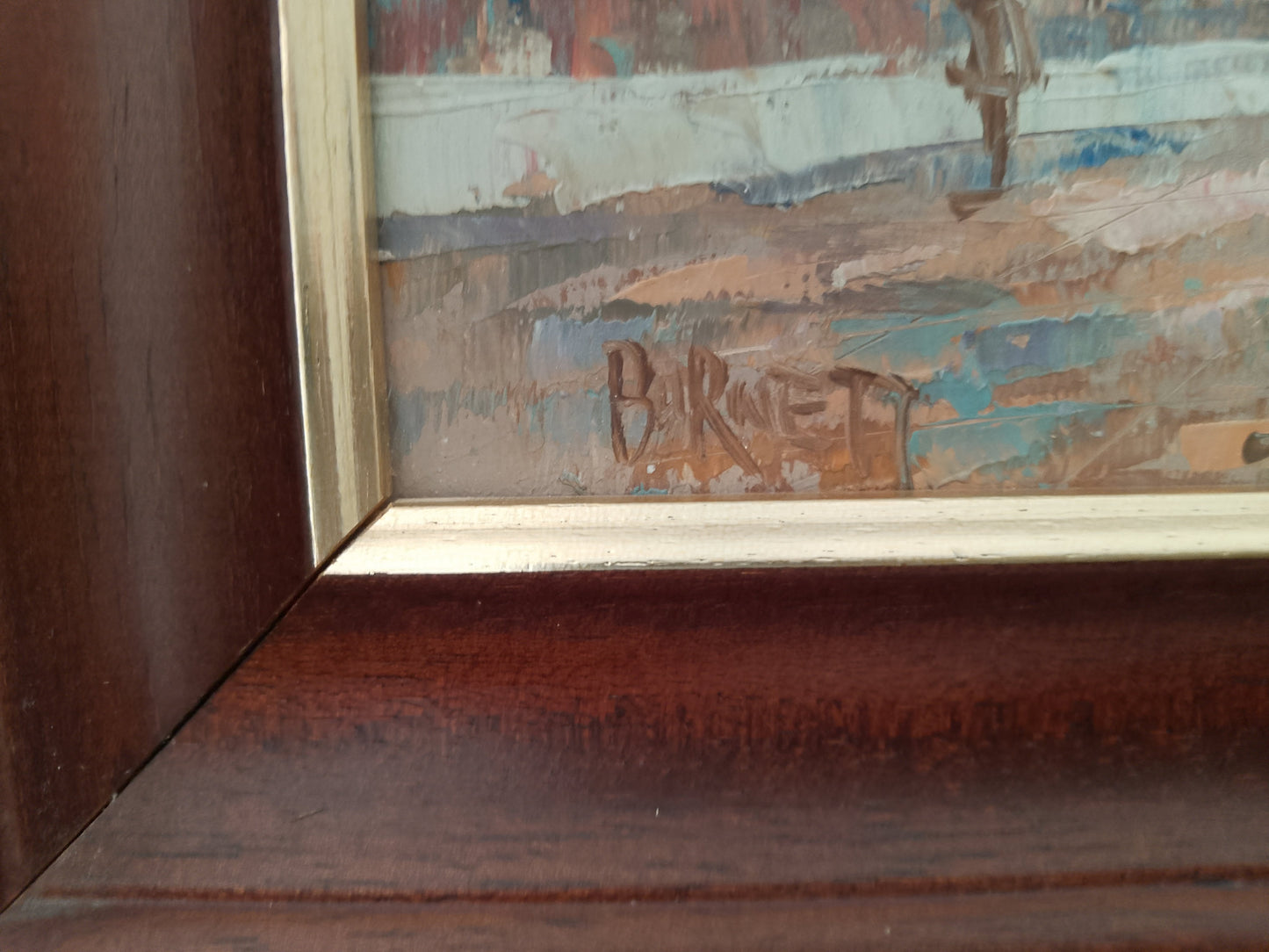 Caroline Burnett Oil Painting Paris Parisian Street Scene 32cm x 27cm Framed - Helsby Vintage