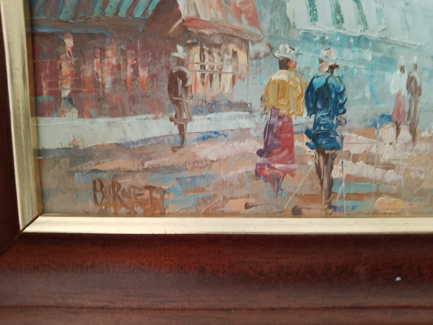 Caroline Burnett Oil Painting Paris Parisian Street Scene 32cm x 27cm Framed - Helsby Vintage