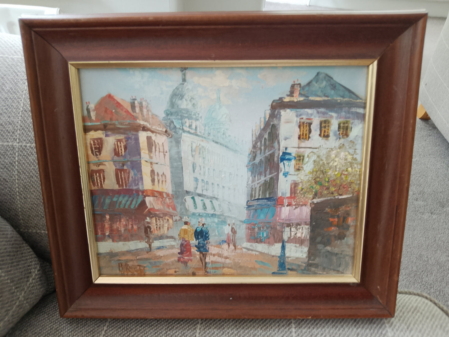 Caroline Burnett Oil Painting Paris Parisian Street Scene 32cm x 27cm Framed - Helsby Vintage