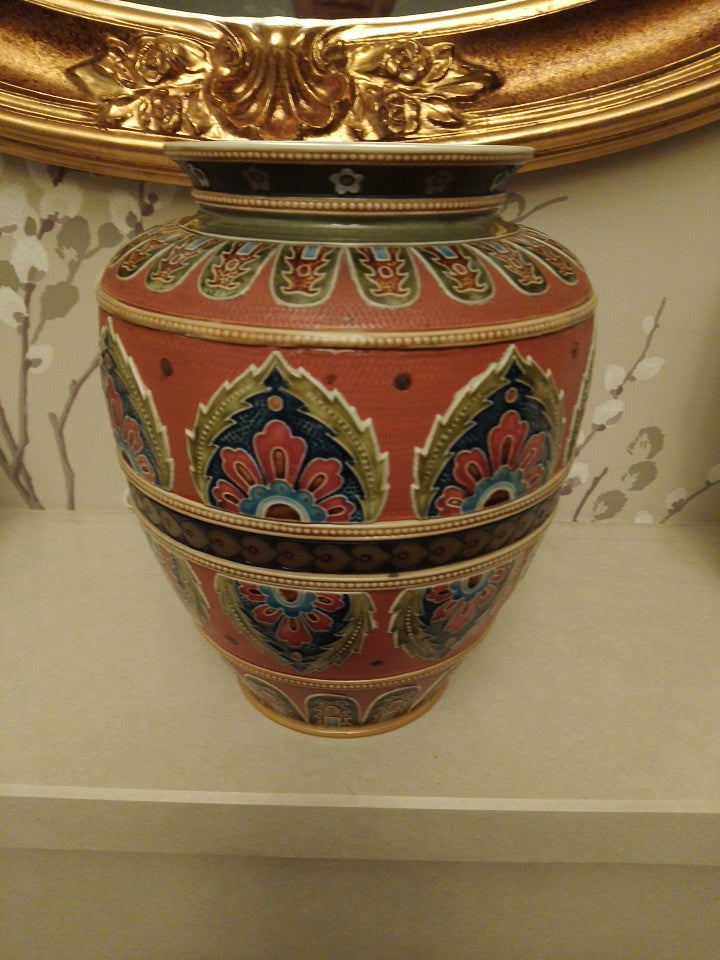 Mettlach Stoneware Vase 1596 Very Rare Excellent Condition 20cm Tall Late 19thC - Helsby Vintage