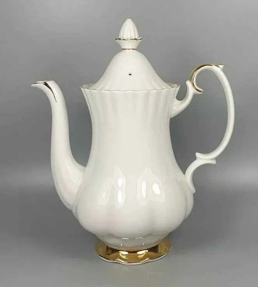 Royal Albert Val D'Or Gilded Coffee Pot Bone China Vintage - Helsby Vintage