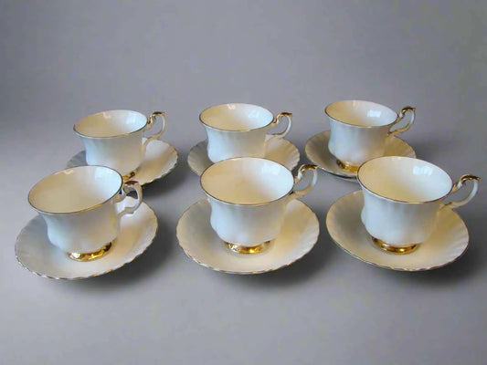 Royal Albert Val D'Or Tea Cups And Saucers Set Of Six - Helsby Vintage