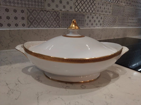 Royal Doulton Royal Gold Covered Lidded Vegetable Dish Tureen H4980 - Helsby Vintage