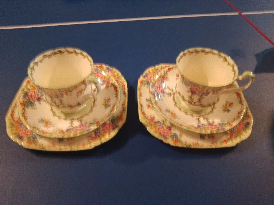 Royal Paragon Rare Collectable Set Of 2 Trios Fine Bone China 1930 - Helsby Vintage