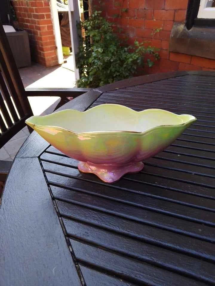 Vintage Royal Winton Grimwades Lustre Pink Yellow Mantle Vase - Helsby Vintage