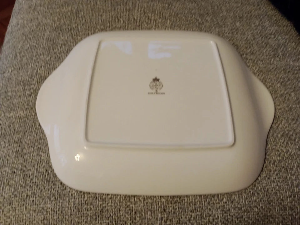 Royal Worcester Square Platter Cake Plate Botanical Rare Design - Helsby Vintage