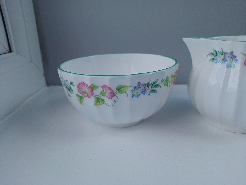 Royal Worcester English Garden Milk Jug And Sugar Bowl Rare Set - Helsby Vintage