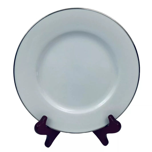 Royal Worcester Classic Platinum Set Of 4 Side Plates White With Silver Line - Helsby Vintage