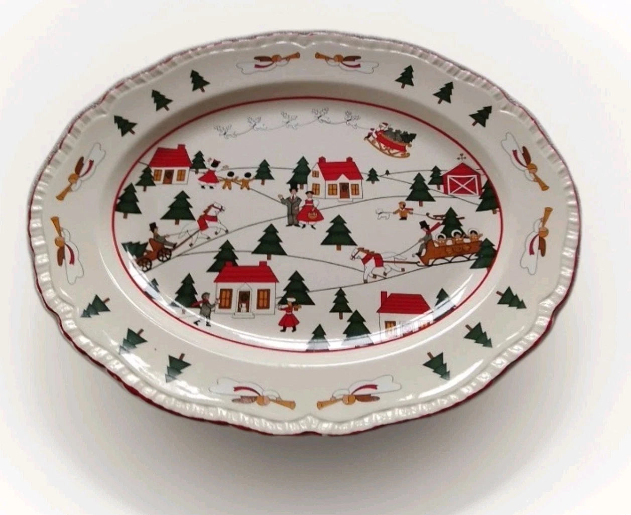 Masons Ironstone 1983 Christmas Village Platter Marsten Mandrajji Rare Vintage