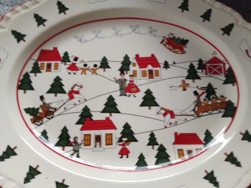 Masons Ironstone 1983 Christmas Village Platter Marsten Mandrajji Rare Vintage