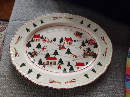 Masons Ironstone 1983 Christmas Village Platter Marsten Mandrajji Rare Vintage