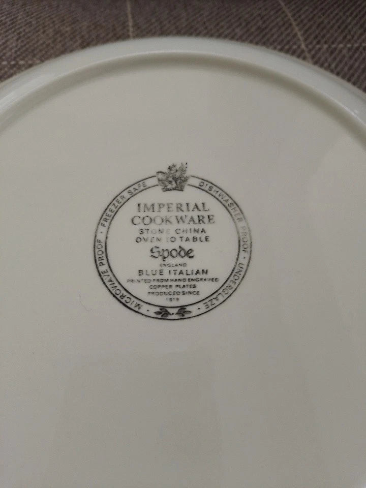 Spode Blue Italian Imperial Cookware Oven - Table Round Pie Dish Bowl 27cm Rare