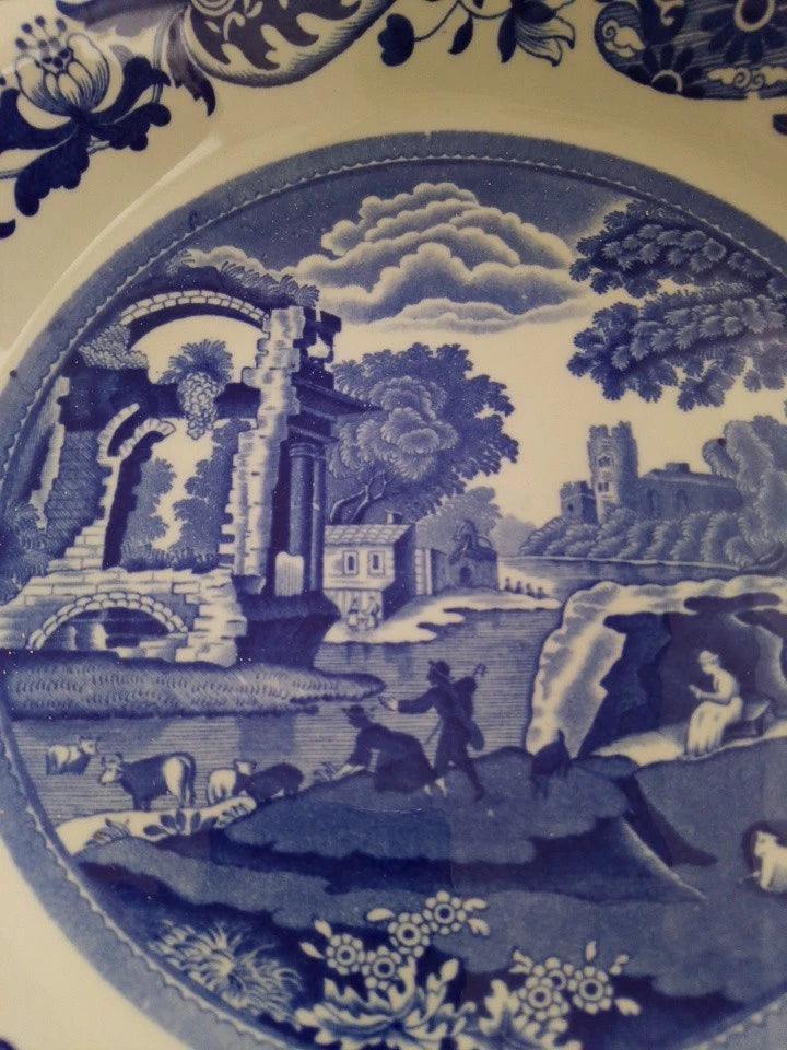 Spode Blue Italian Imperial Cookware Oven - Table Round Pie Dish Bowl 27cm Rare