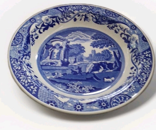 Spode Blue Italian Imperial Cookware Oven - Table Round Pie Dish Bowl 27cm Rare