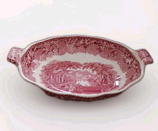 MASON’S Vista Pink 10.5” Oval Double Handled Serving Bowl Rare