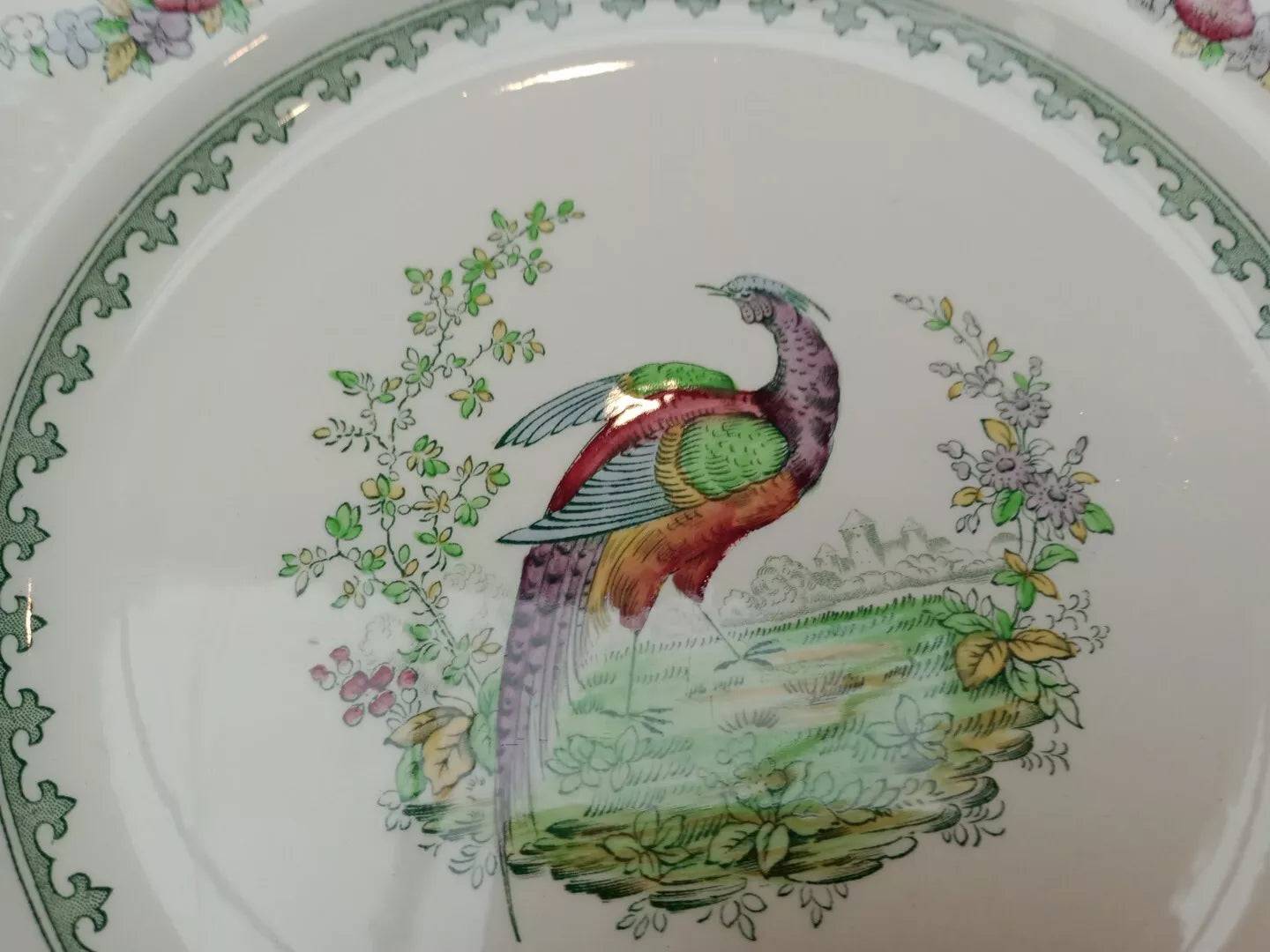 Copeland Spode Vienna BIRD Pair of Square Dessert Cake Plates RARE