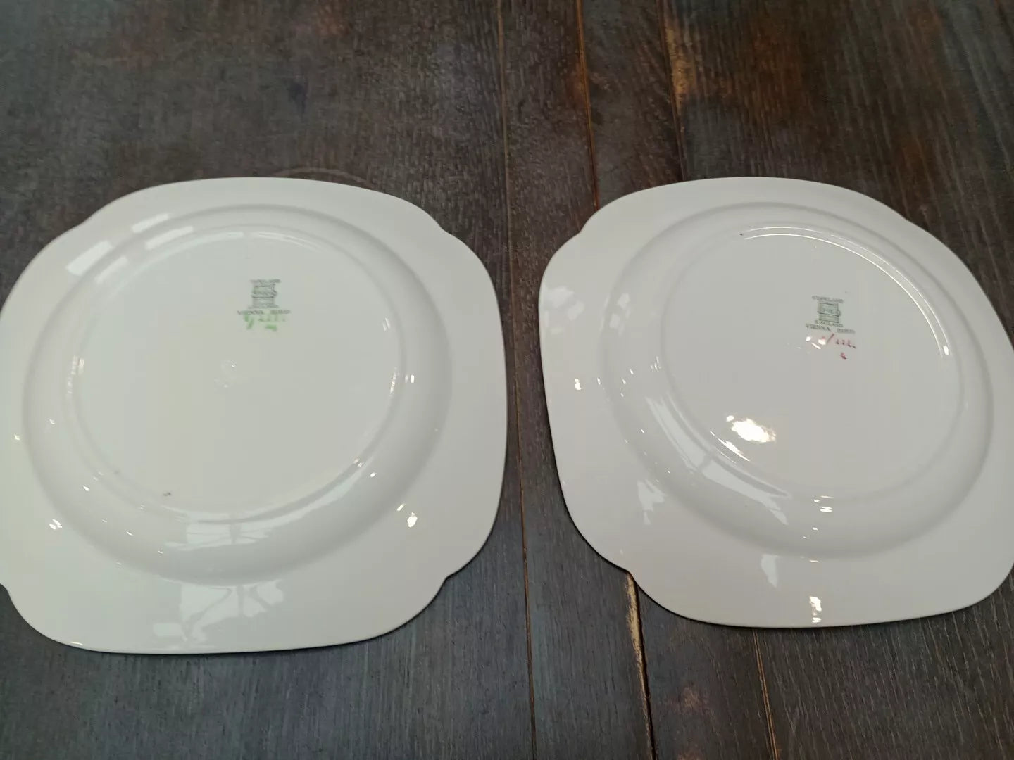 Copeland Spode Vienna BIRD Pair of Square Dessert Cake Plates RARE