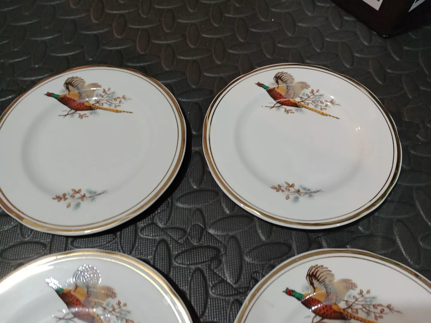 Sheriden Flying Pheasants Set of 6 Side Plates Staffordshire Vintage Rare 6.5"